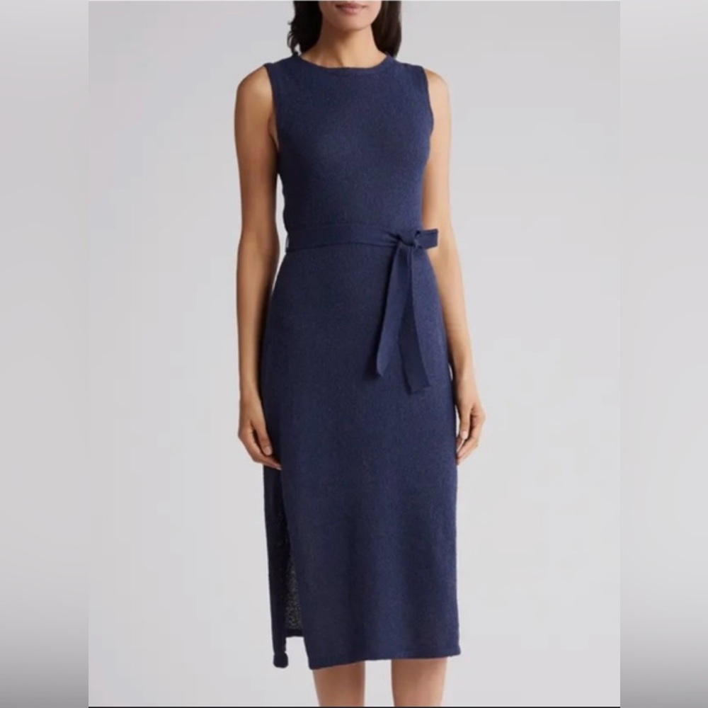 Stitch drop Nantucket Sleeveless Dress in Navy
